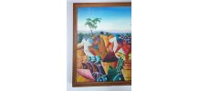 Peinture ethnique d'Haïtie, art d'Afrique de style naïf