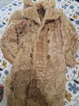 Manteau fourrure et satin beige Doré 