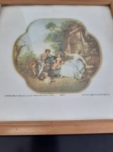 2 cadres avec imprimés de deux tableaux de Nicolas Lancret.