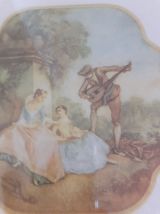 2 cadres avec imprimés de deux tableaux de Nicolas Lancret.
