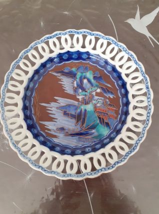 plat corbeille porcelaine japonais ajouré style Imari