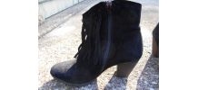 CHAUSSURES BOTTINES A FRANGES MIMODA STYLE ARCHE T 36 NOIR 