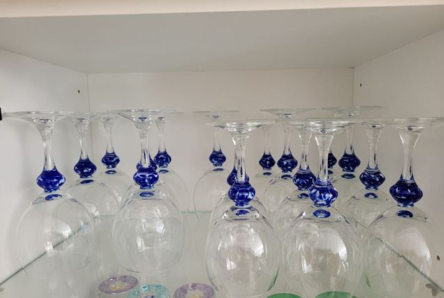 Verre vintage Luminarc Blue Marble Stemware