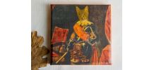 Tableau petit format peinture de chat en costume ancien. 