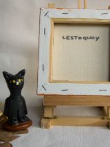 Tableau petit format peinture de chat en costume ancien. 
