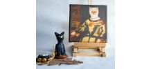 Portrait de chat en costume d'époque. Décoration murale chat