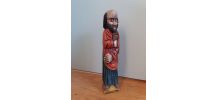 Statue Saint Augustin en bois peint style brutaliste