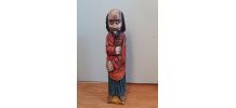Statue Saint Augustin en bois peint style brutaliste