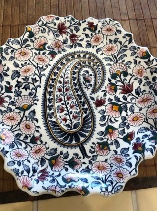Assiette Vintage Faïence de Gien Décor Cachemire