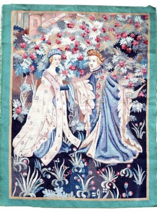 Tapis ancien Français Aubusson fait main, 1P116