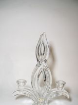 Paire de chandeliers vintages en cristal de Vannes années 60