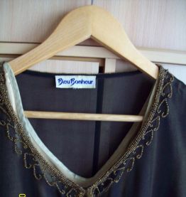Ensemble de fête Incrusté de Perle+ Débardeur couleur or