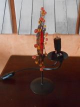 Jolie lampe d'ambiance Soleil en verre coloré rouge