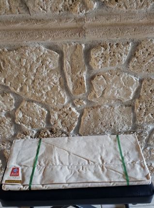 Grand Drap Ancien en Lin et Métis Fleur Bleue