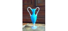 Vase à deux anses en opaline (bleu)