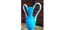 Vase à deux anses en opaline (bleu)