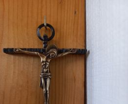 Crucifix mural en cuivre croix en métal noir Vintage
