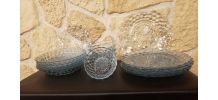 Joli service motif bulles bleu saphir vintage