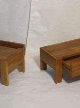 Paire de tables de chevet Regain orme massif année 70-80