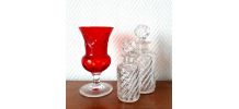 Vase cristal de bayel rouge  bohème 