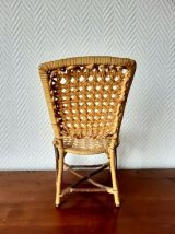 Chaise de poupée en rotin vintage