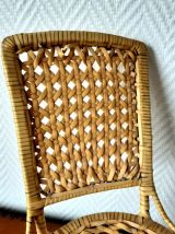 Chaise de poupée en rotin vintage