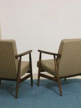 Paire de fauteuils Henryk lis 300-190 années 1970 tissu carr