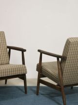 Paire de fauteuils Henryk lis 300-190 années 1970 tissu carr
