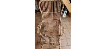 Rocking chair 70's bambou et osier