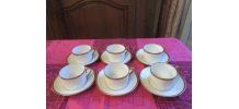 Tasses à thé et soucoupes en porcelaine blanche Limoge, lise