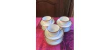 Tasses à thé et soucoupes en porcelaine blanche Limoge, lise