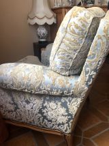 Fauteuils en velours de Gênes et Merisier style régence