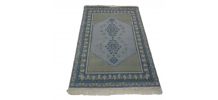 Vintage tapis oriental Tunisien bleu en laine tissé main 