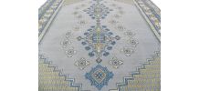 Vintage tapis oriental Tunisien bleu en laine tissé main 