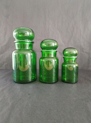 Lot de 3 pots d'apothicaires 1970