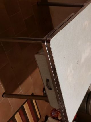 Table en Formica bleu-vert avec rallonges