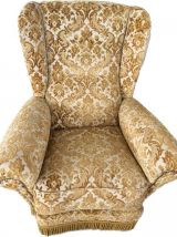 Fauteuil Crapaud à frange Vintage