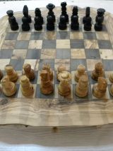 Rustique Jeu d'échecs en bois d'olive bords rugueux natural