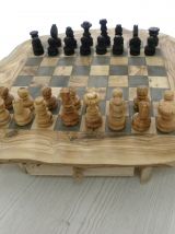 Rustique Jeu d'échecs en bois d'olive bords rugueux natural