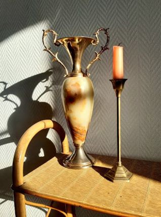 Vase onyx et métal doré 