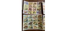 2 anciennes planches scolaires poissons et papillons.