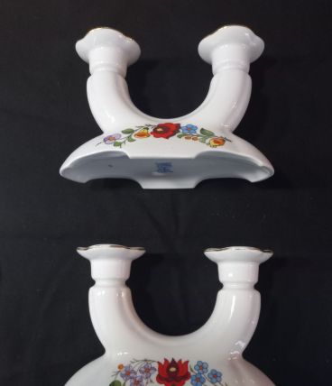 jolie paire de bougeoir En Porcelaine Hongroise