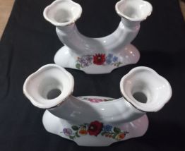 jolie paire de bougeoir En Porcelaine Hongroise