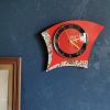 Horloge formica vintage pendule silencieuse BC Paris rouge