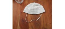 CHAPEAU POUPEE BEBE VINTAGE ANCIEN TBE COTON BLANC 39 CM