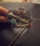 bracelet ancien argent massif corail et turquoise 
