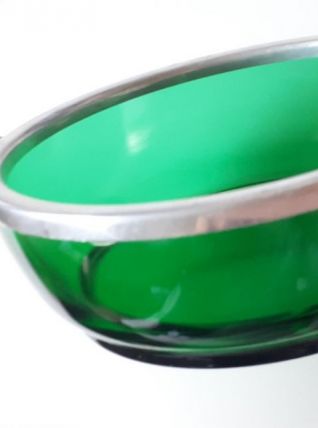 Coupelle de service apéritif verre et étain