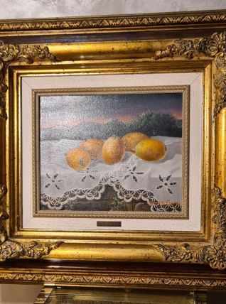 tableau de perez enero   signé ; fruits natures mortes , h49