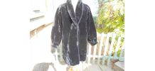 MANTEAU NOIR STYLE VANESSA BRUNO FAUSSE FOURRURE NEUF  T 38-