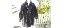 MANTEAU NOIR STYLE VANESSA BRUNO FAUSSE FOURRURE NEUF  T 38-
